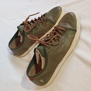 Frye Olive Leather Chambers Low Sneakers